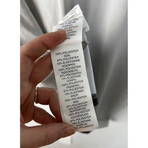 Oakley Gray & White Stripe Polo Size Large Regular Fit Stretch Men’s - Picture 8 of 9